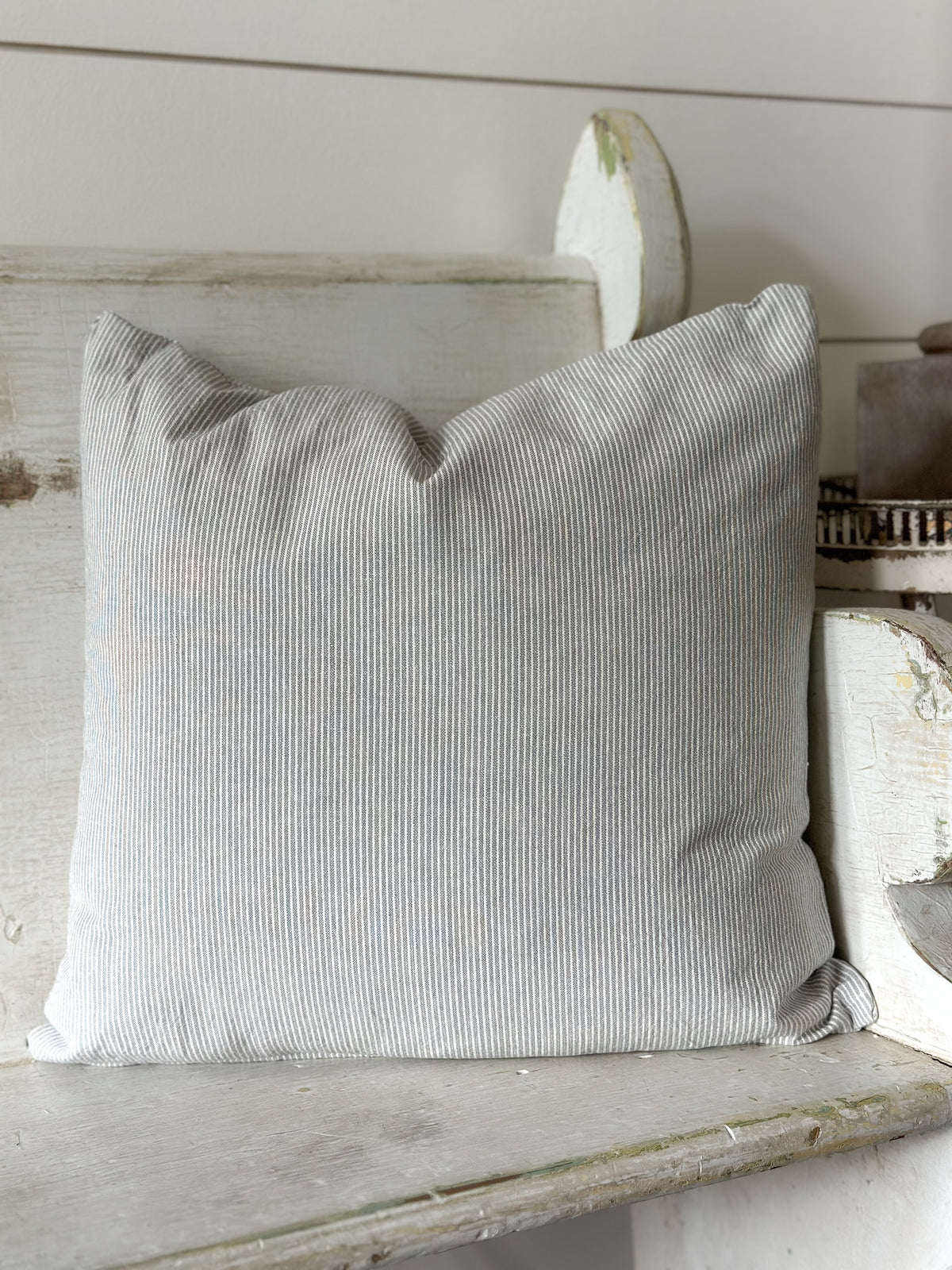 18" Grey & White Stripe Pillow