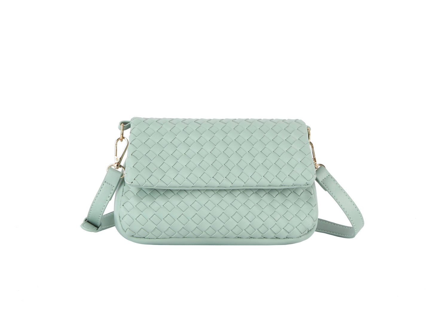 Woven flap over clutch: BEIGE
