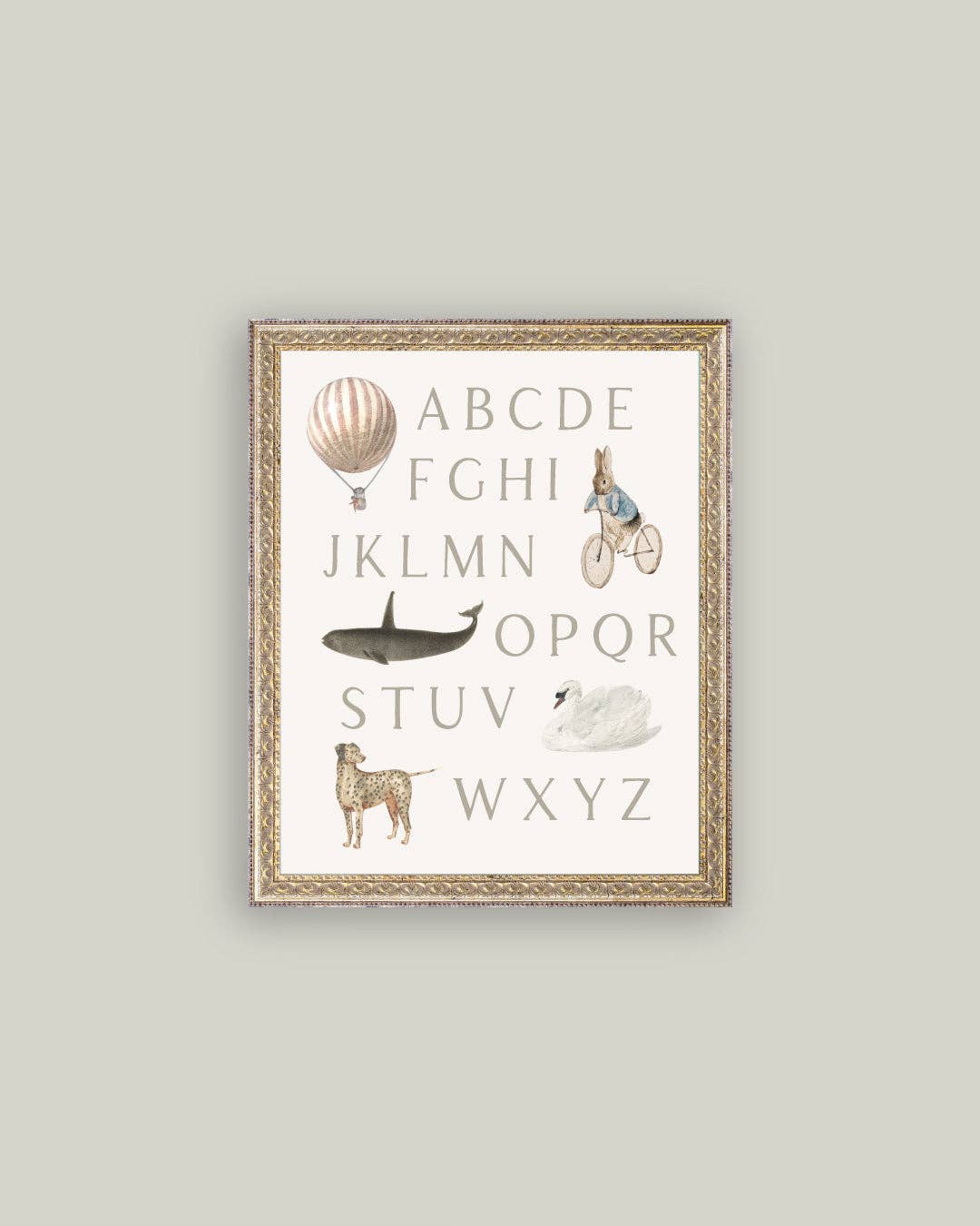 Alphabet with Vintage Art: 8x10