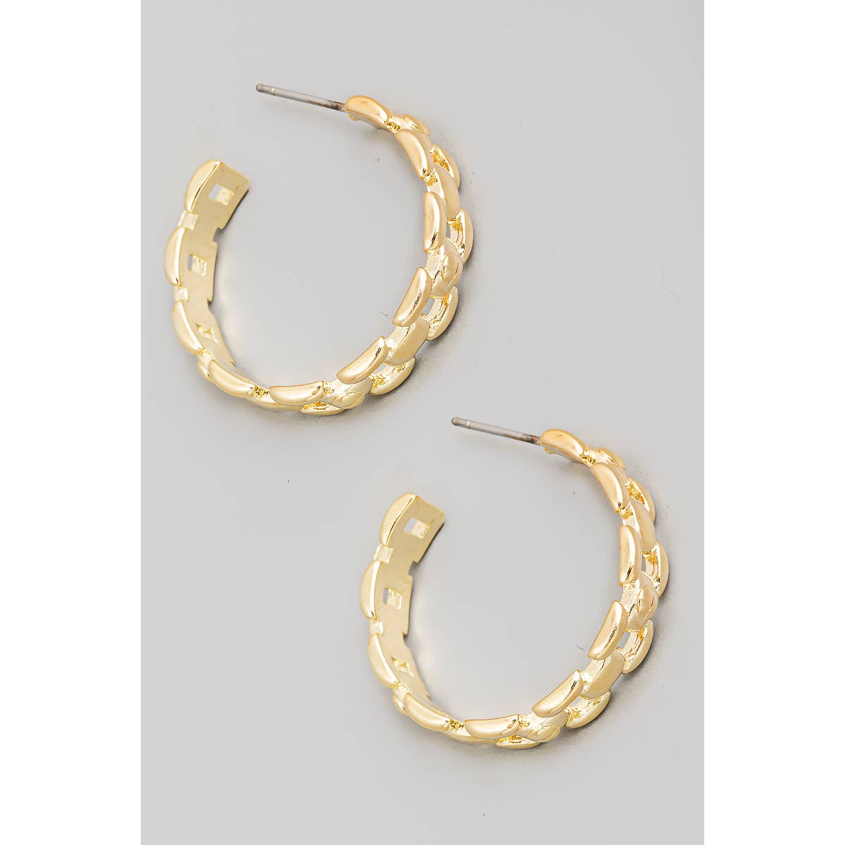 Metallic Chain Link Hoop Earrings: G