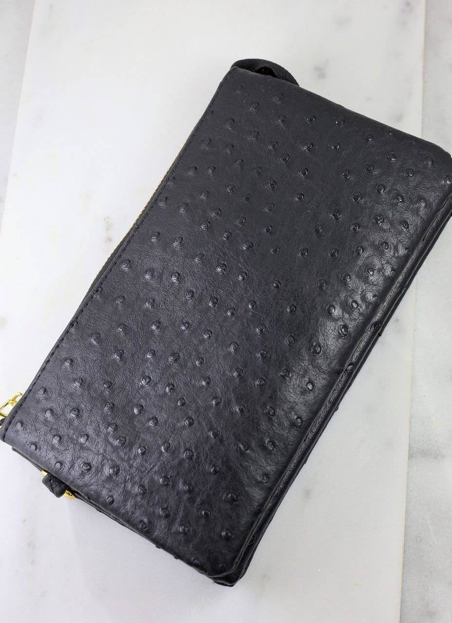 Ostrich Liz Crossbody Black