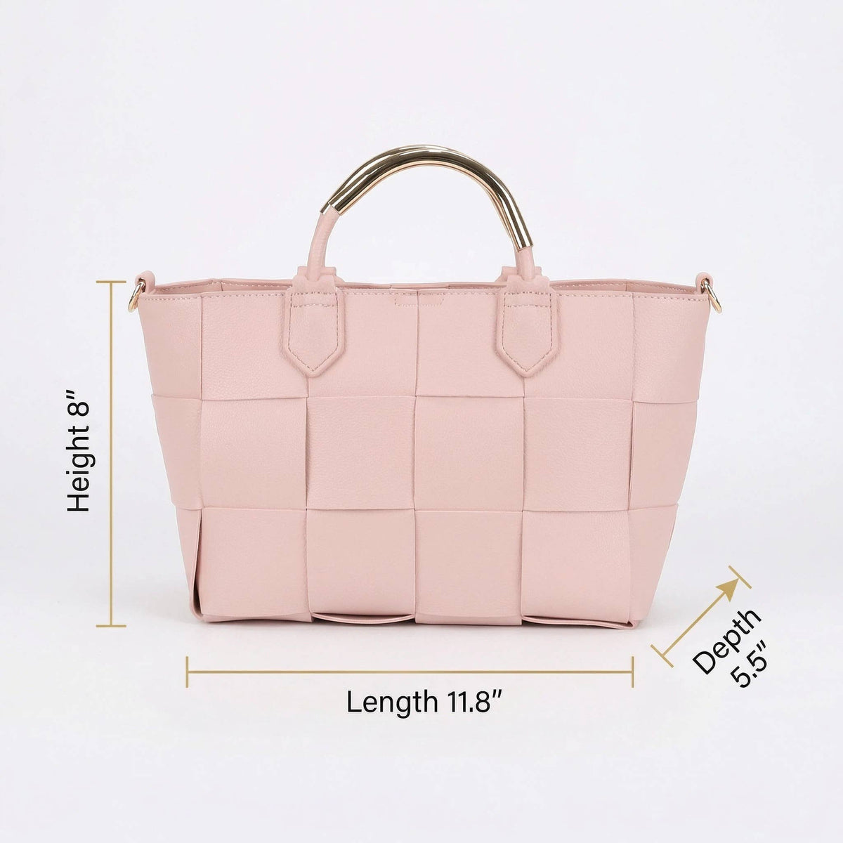 Maryann Woven Satchel with Metal Handle: Pink
