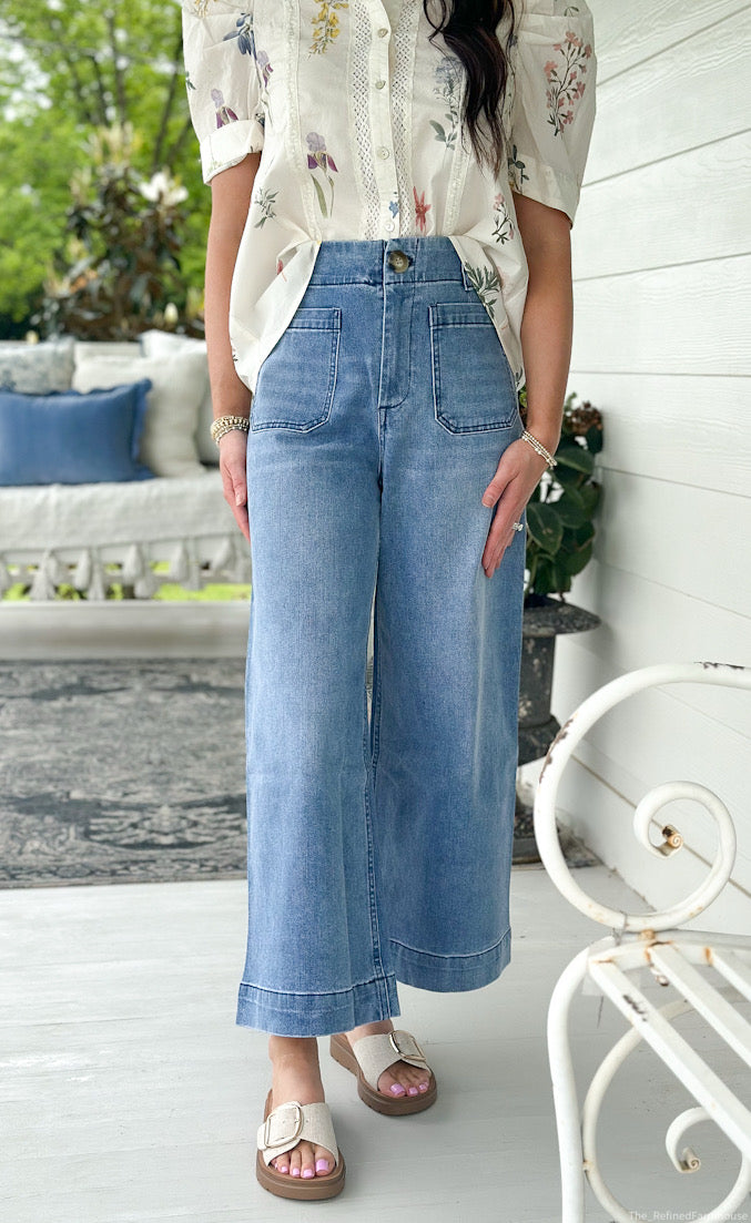Straight Leg Denim Pants-Dark