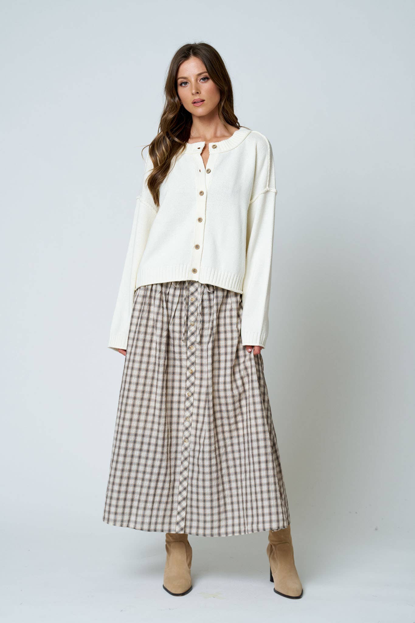 The Emerson Plaid Midi Skirt