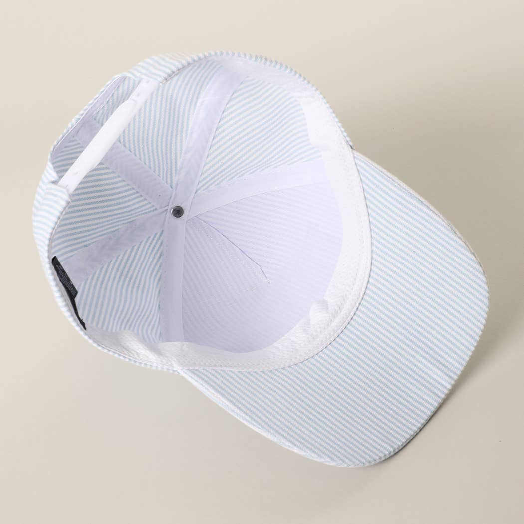 USA Embroidered Patch Varsity-Style Stripe Trucker Hat 
: BLUE