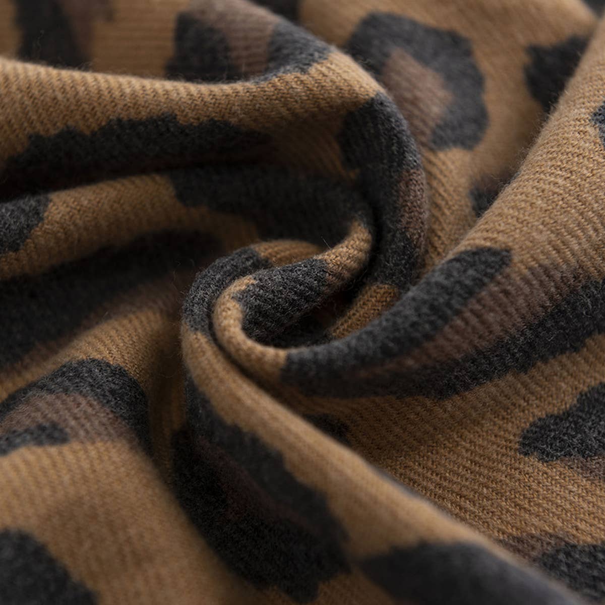 Leopard Print Twill Scarf | Brown