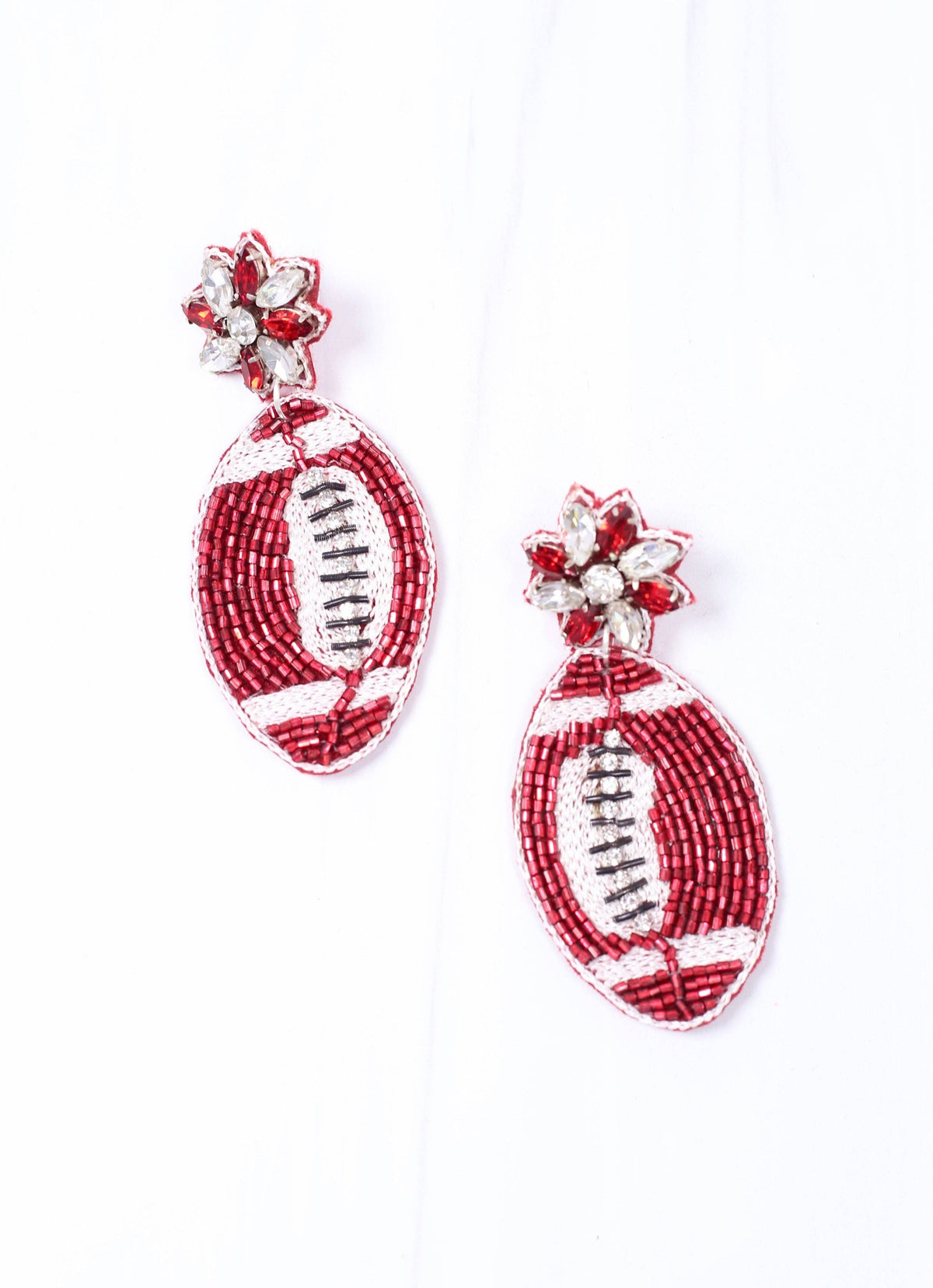 Field Goal Embellished Football Earring CRIMSON WHITE