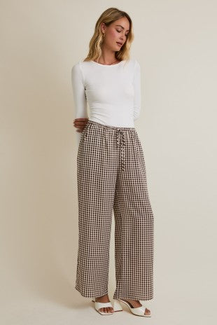 Chestnut Gingham Drawstring Pants