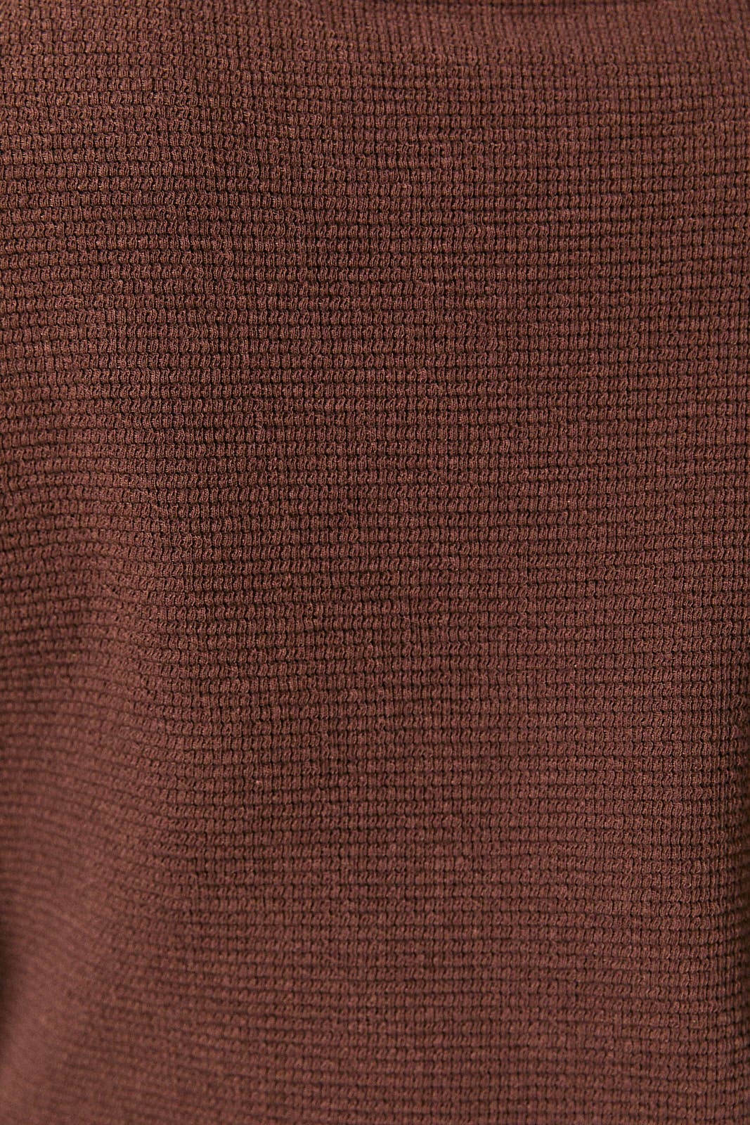 MOCK NECK LONG SLEEVE BELTED DETAIL TOP: Brown, S