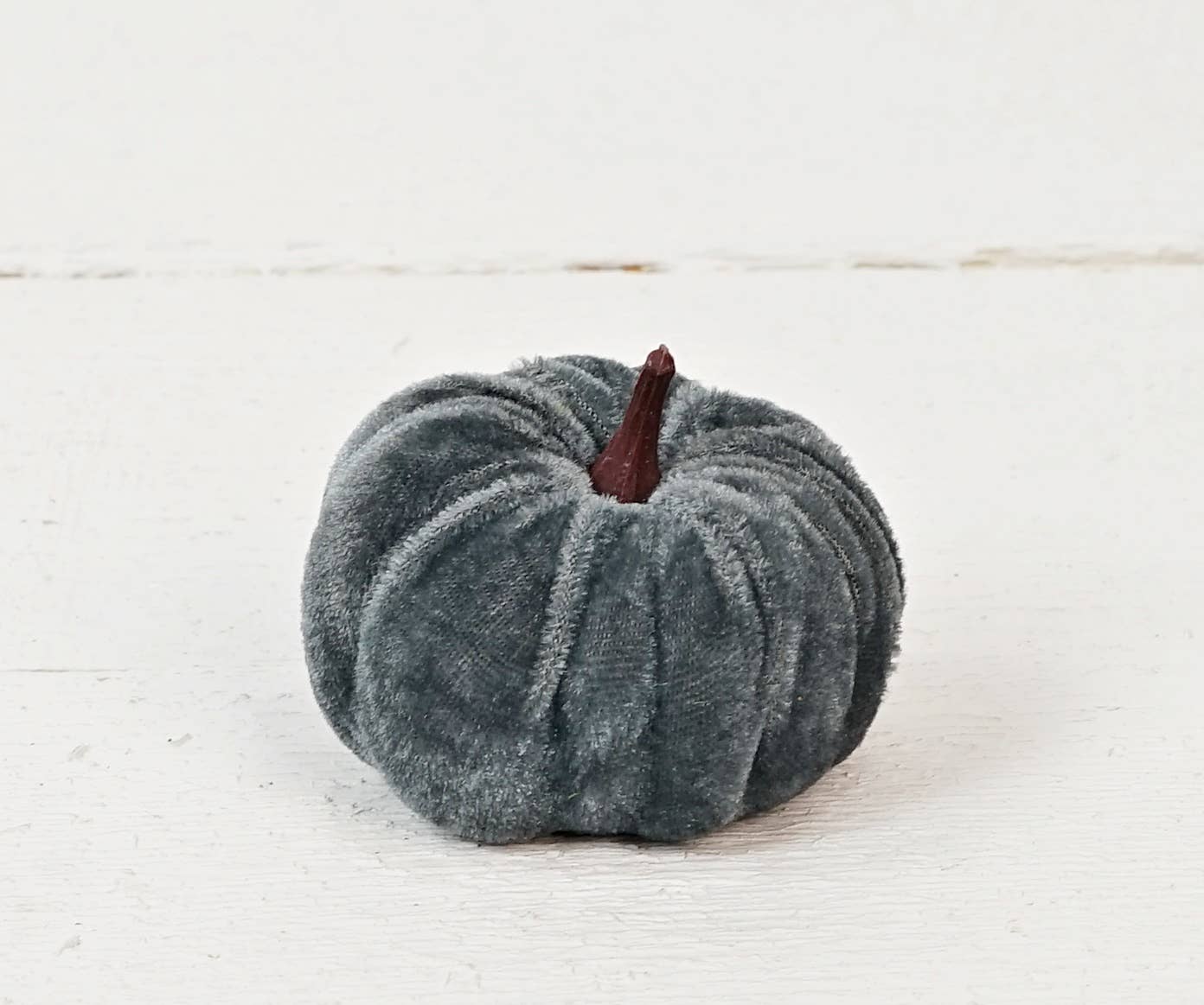 Small Grey Velvet Pumpkins – Set of 6