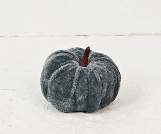 Small Grey Velvet Pumpkins – Set of 6