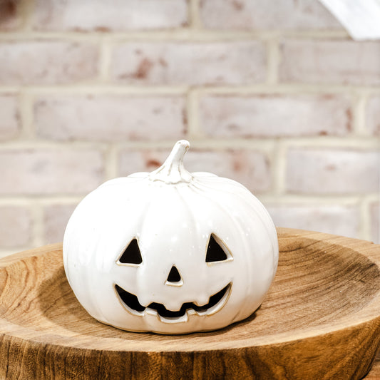 White Ceramic Jack-O’-Lantern