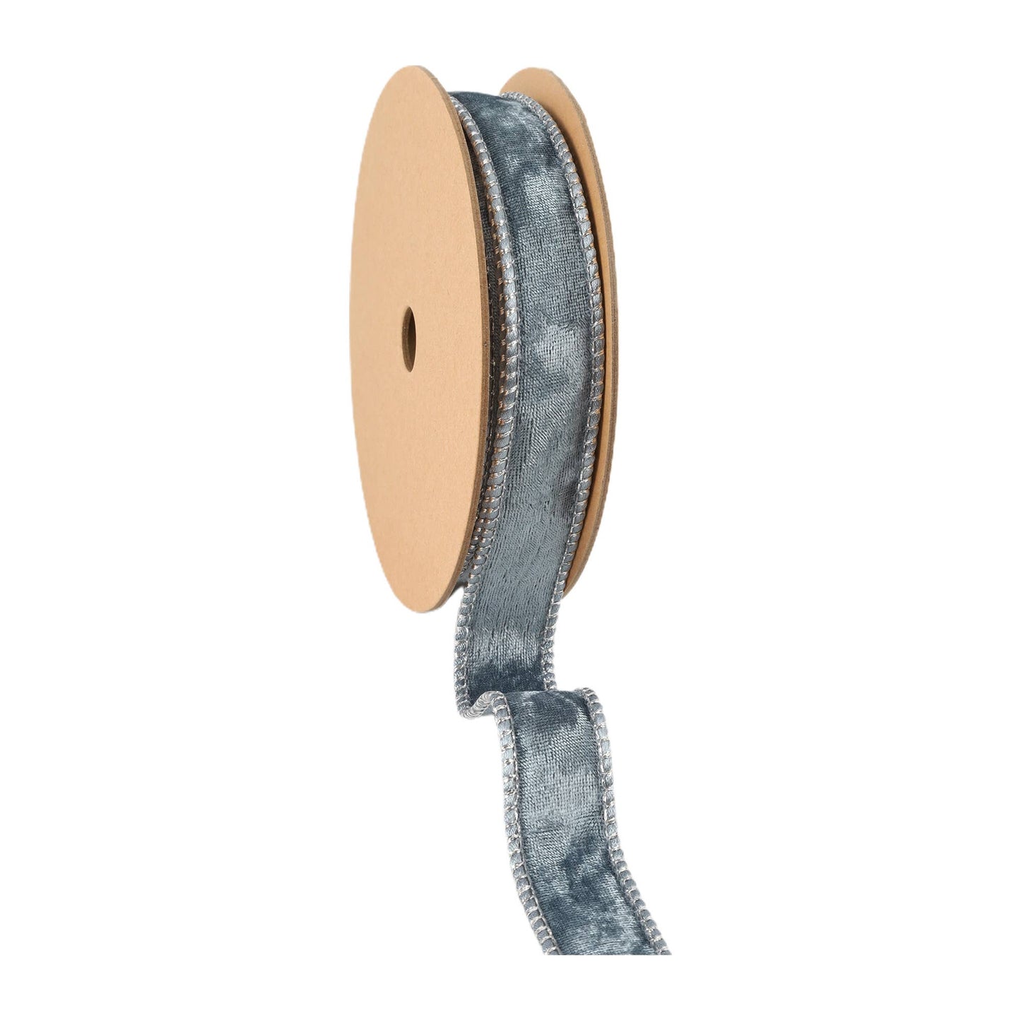 1" Reversible Frosted Velvet Wired Ribbon | Blue/Blue | 10 Yard Roll