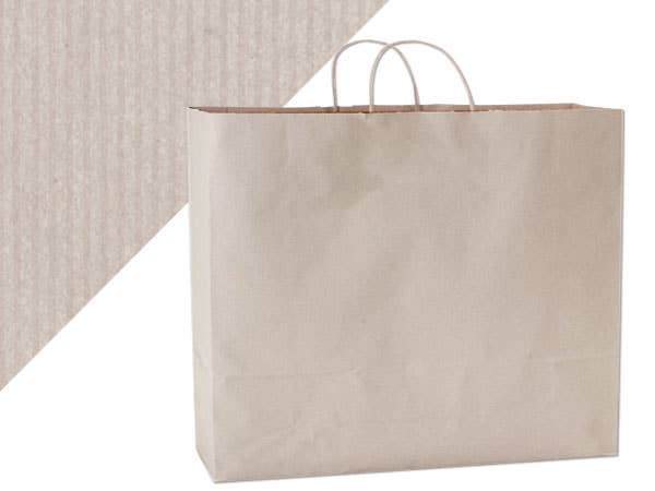 Recycled Shadow Stripe Kraft Paper Retail Shopping Bags: French Blue, 25 Pack, Cub 8x4.75x10.5"