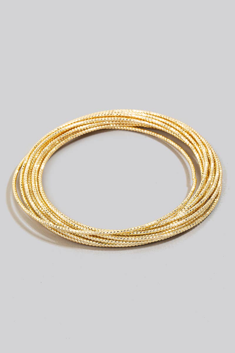 Layered Dainty Metallic Bangle Bracelet Set: G