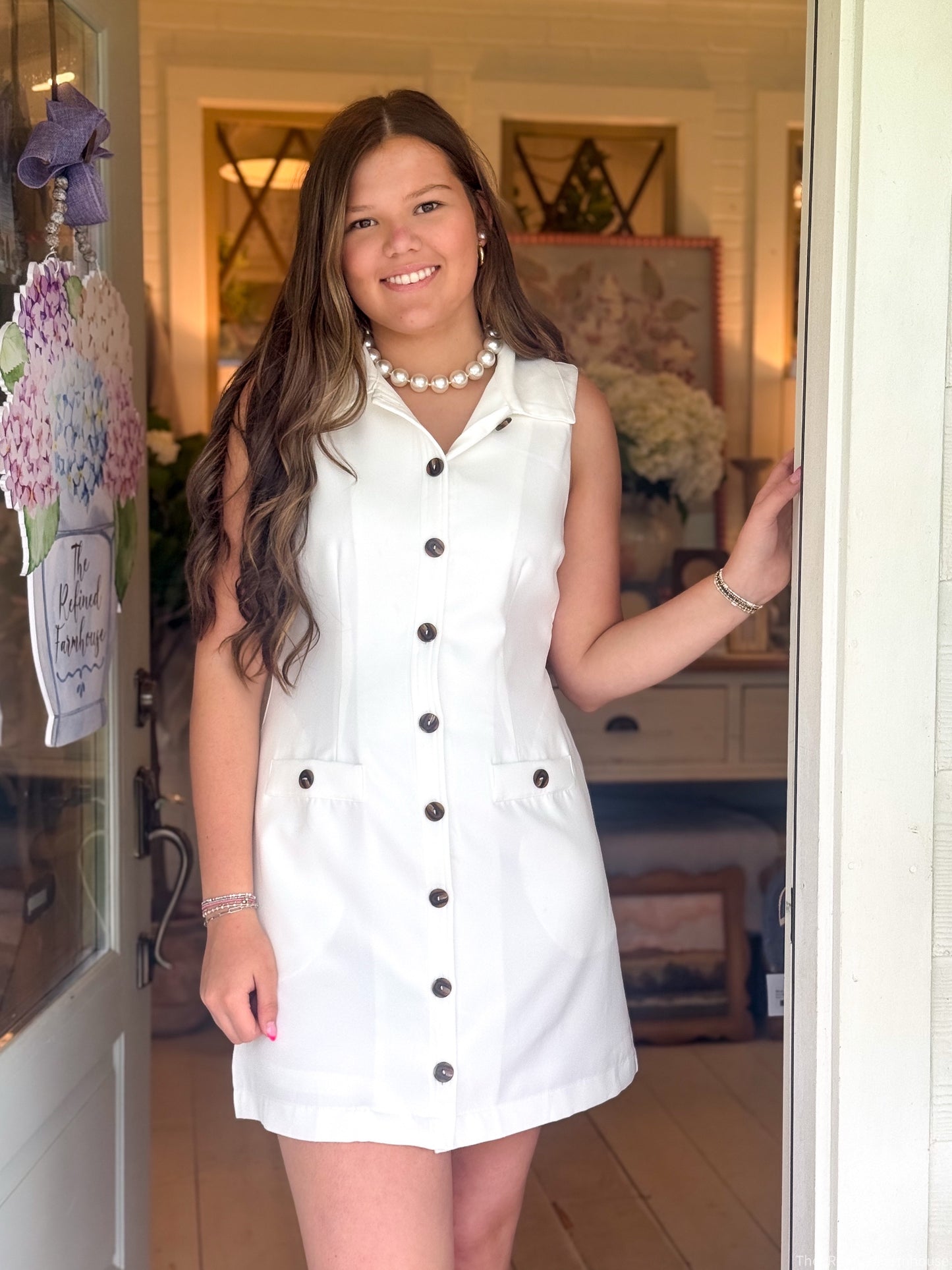 Ivory Charm Button Dress