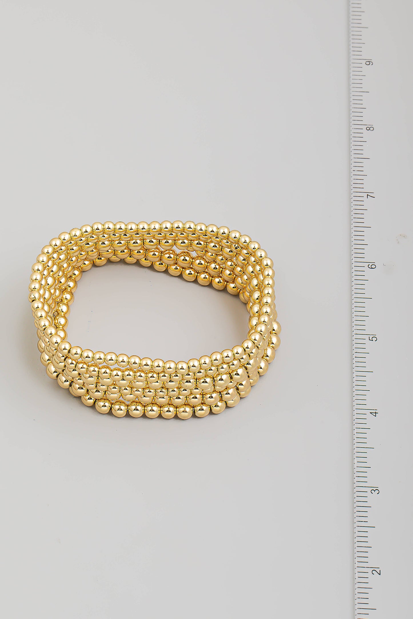 Four Row Beaded Stretch Bracelet Set - silver