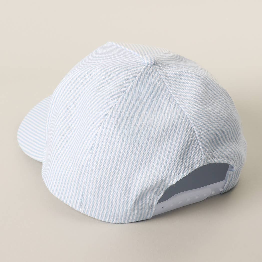 USA Embroidered Patch Varsity-Style Stripe Trucker Hat 
: BLUE