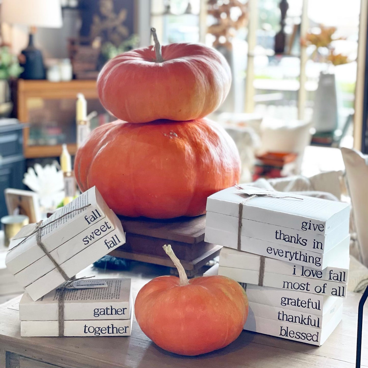 Fall Stamped Stacked Books: Give thanks in everything