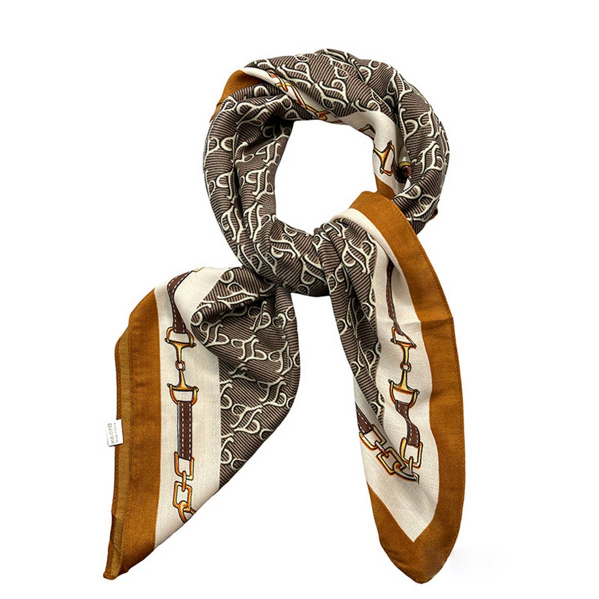 Luxury Chain Print Velvet Scarf | KHAKI
