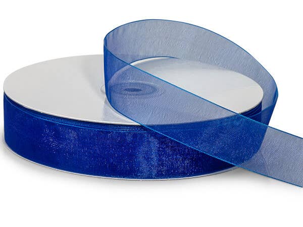 Sheer Organza Gift Packaging Ribbon: Denim Blue, 1 Pack, 7/8"x100 yards