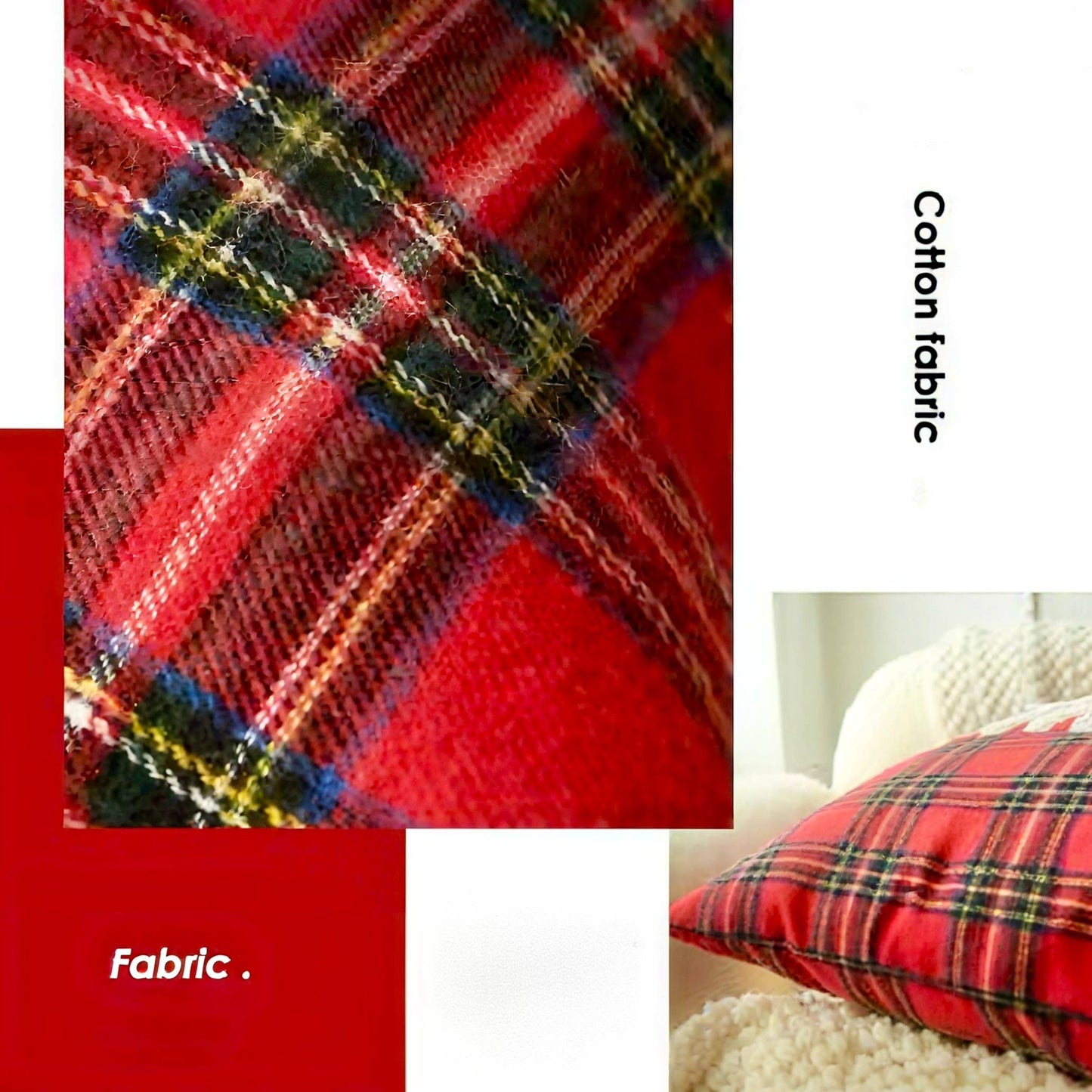 Christmas Plaid Throw Pillow Decorate 12"x20" Holiday Decor: 10 PCS