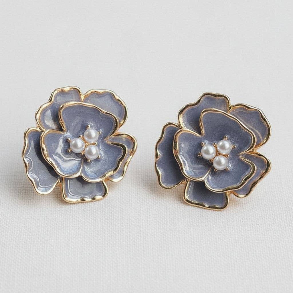 Floral Enamel Drop Earrings with Vintage Charm