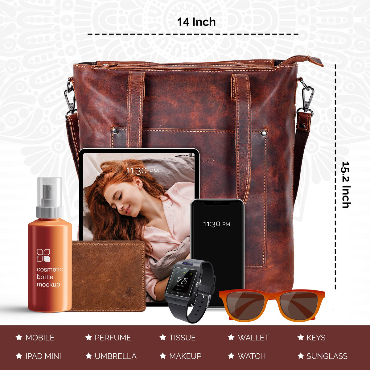 Classic Leather Tote Bag Bunbury Camal