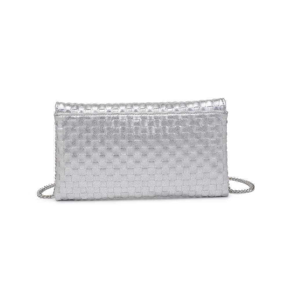Priscilla Woven Clutch: Silver