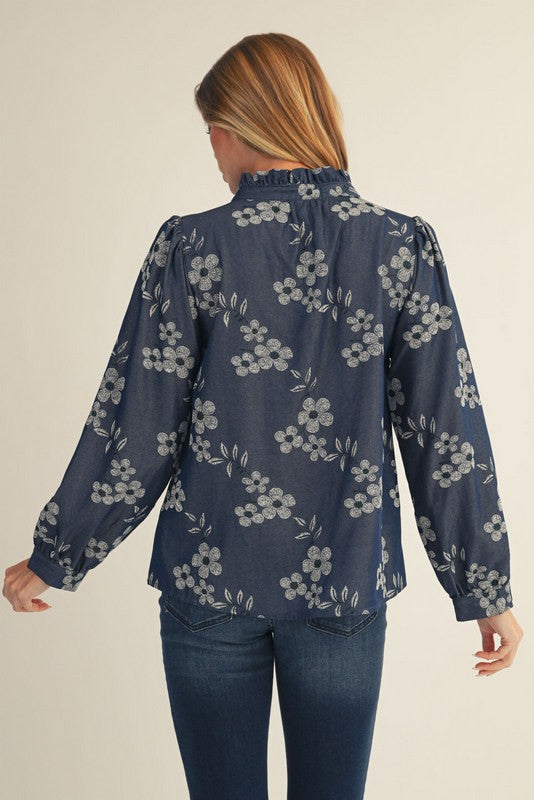 Shadow Bloom Ruffle Top