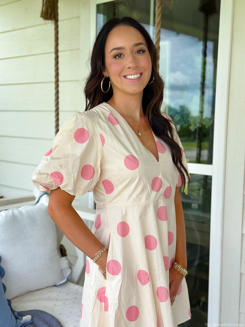 Pink Polka Dot Mini Dress