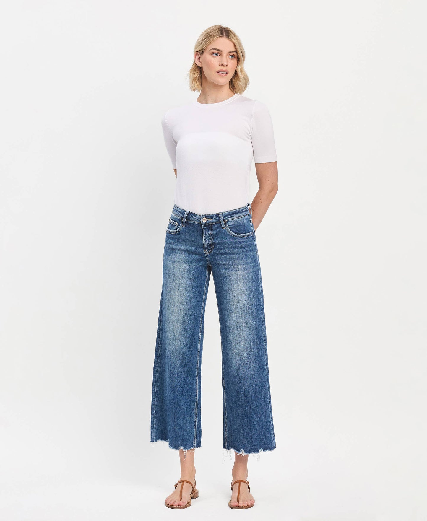 MID RISE RAW HEM WIDE JEANS-LOVERVET