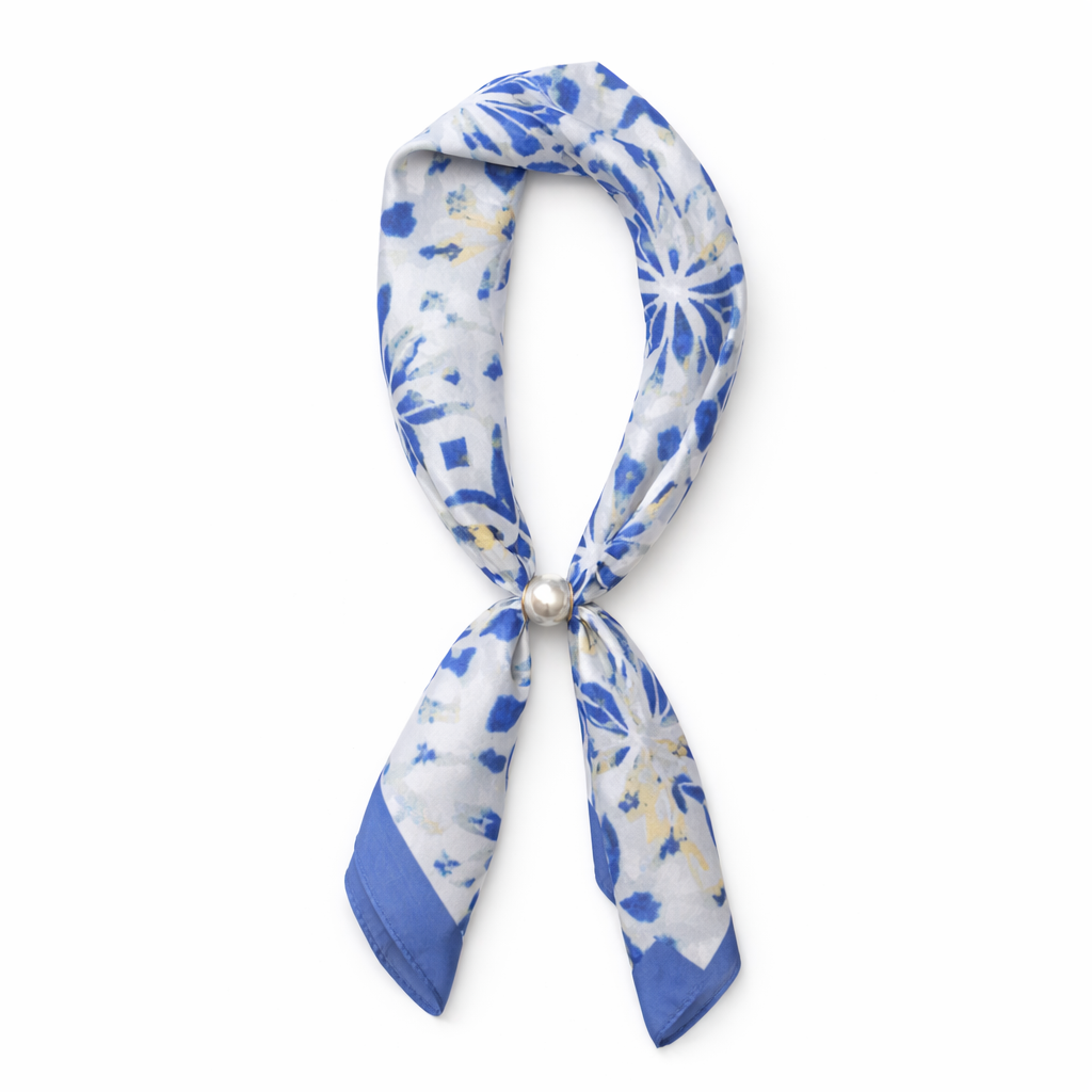 Ready To Wear Magnetic Scarf- Blue/white