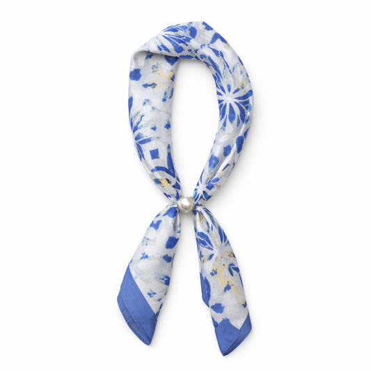 Ready To Wear Magnetic Scarf- Blue/white