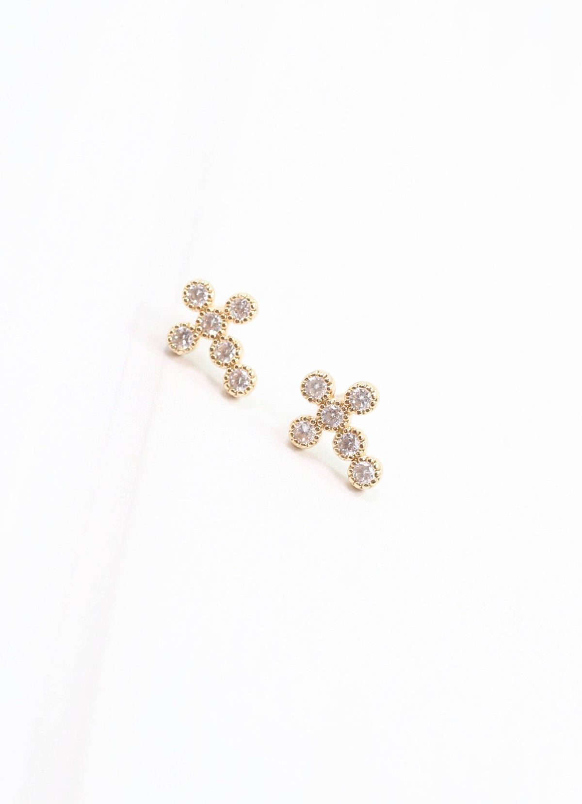 Francoise CZ Cross Earring Gold