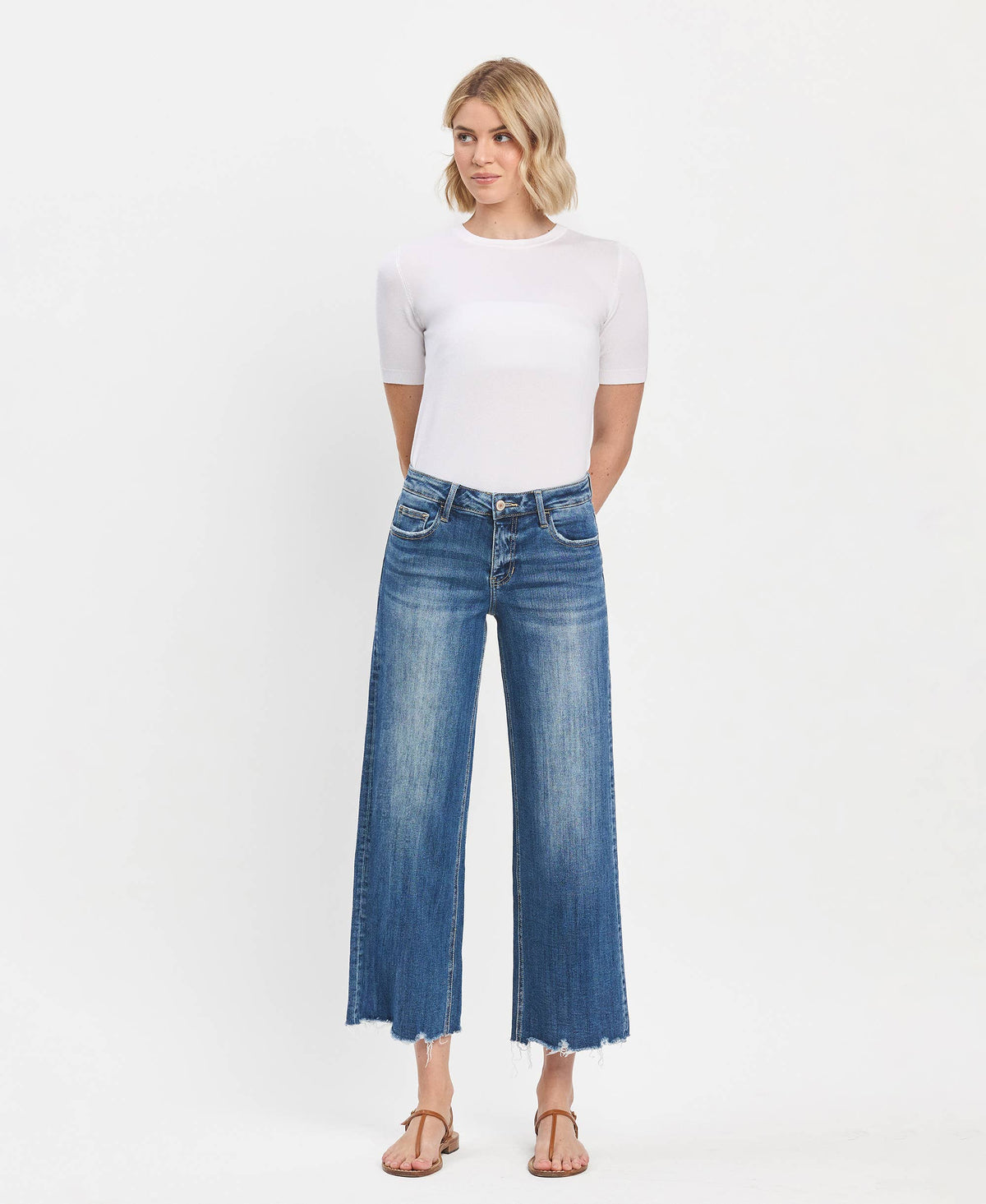 MID RISE RAW HEM WIDE JEANS-LOVERVET