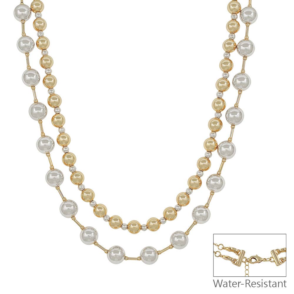 Water Resistant Gold Beaded and Silver Double Layered Multiway 16"-18" Necklace