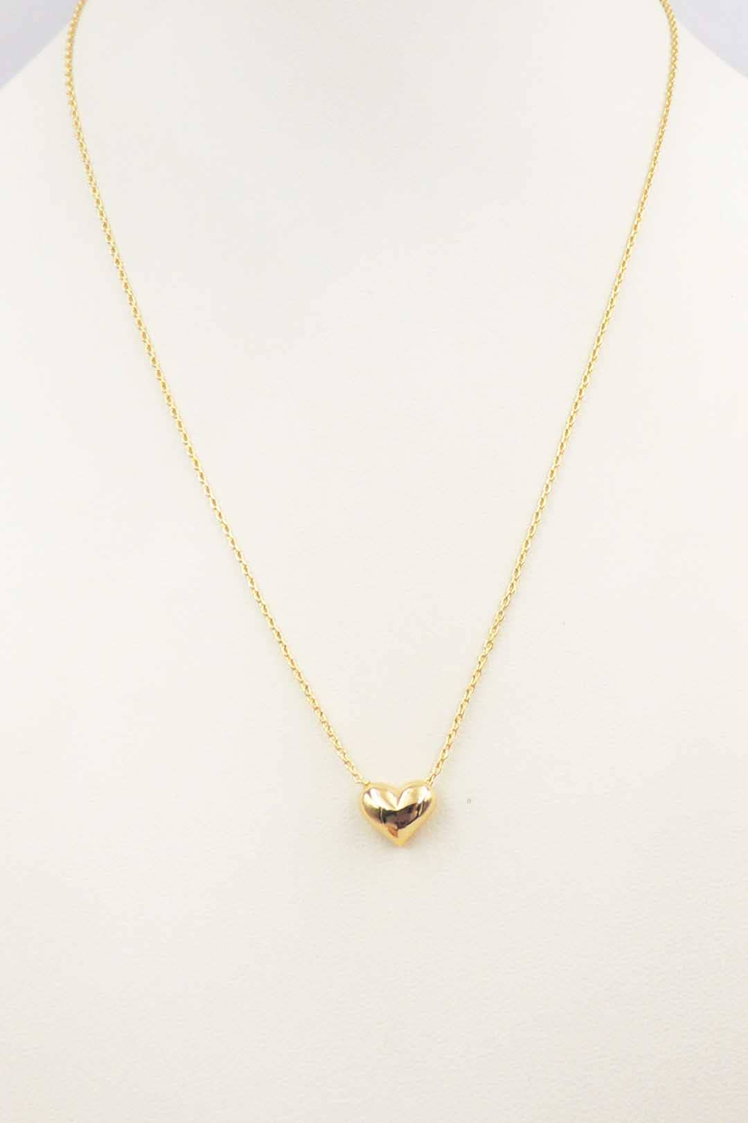 18K Gold Chain with Small Heart 16"-18" Necklace