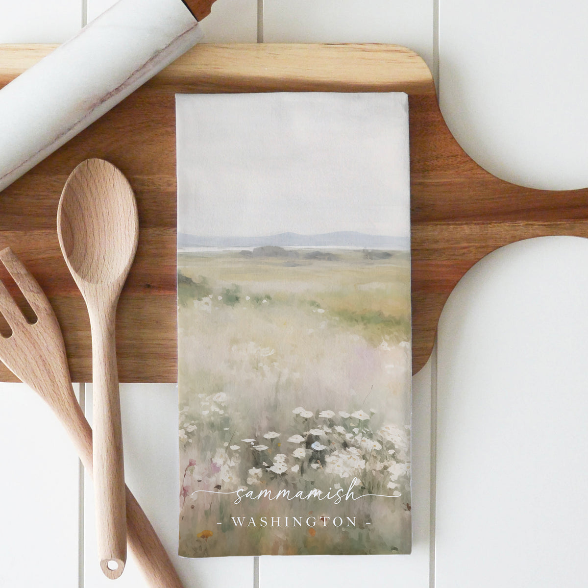 Custom Location Spring Landscape Tea Towel | AC6005C