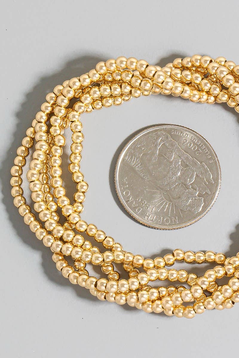 5Pc Mini Metallic Beaded Bracelet Set: G