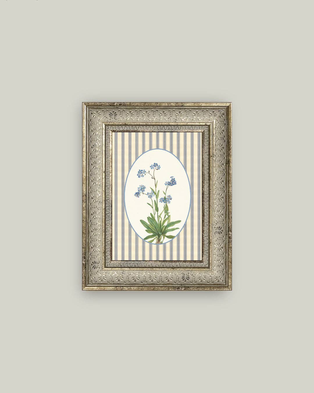 Blue Blooms on Stripe: 5x7