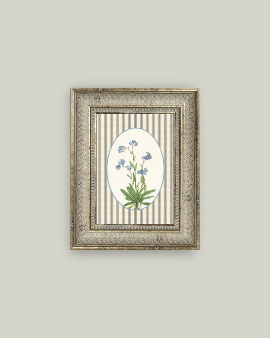 Blue Blooms on Stripe: 5x7