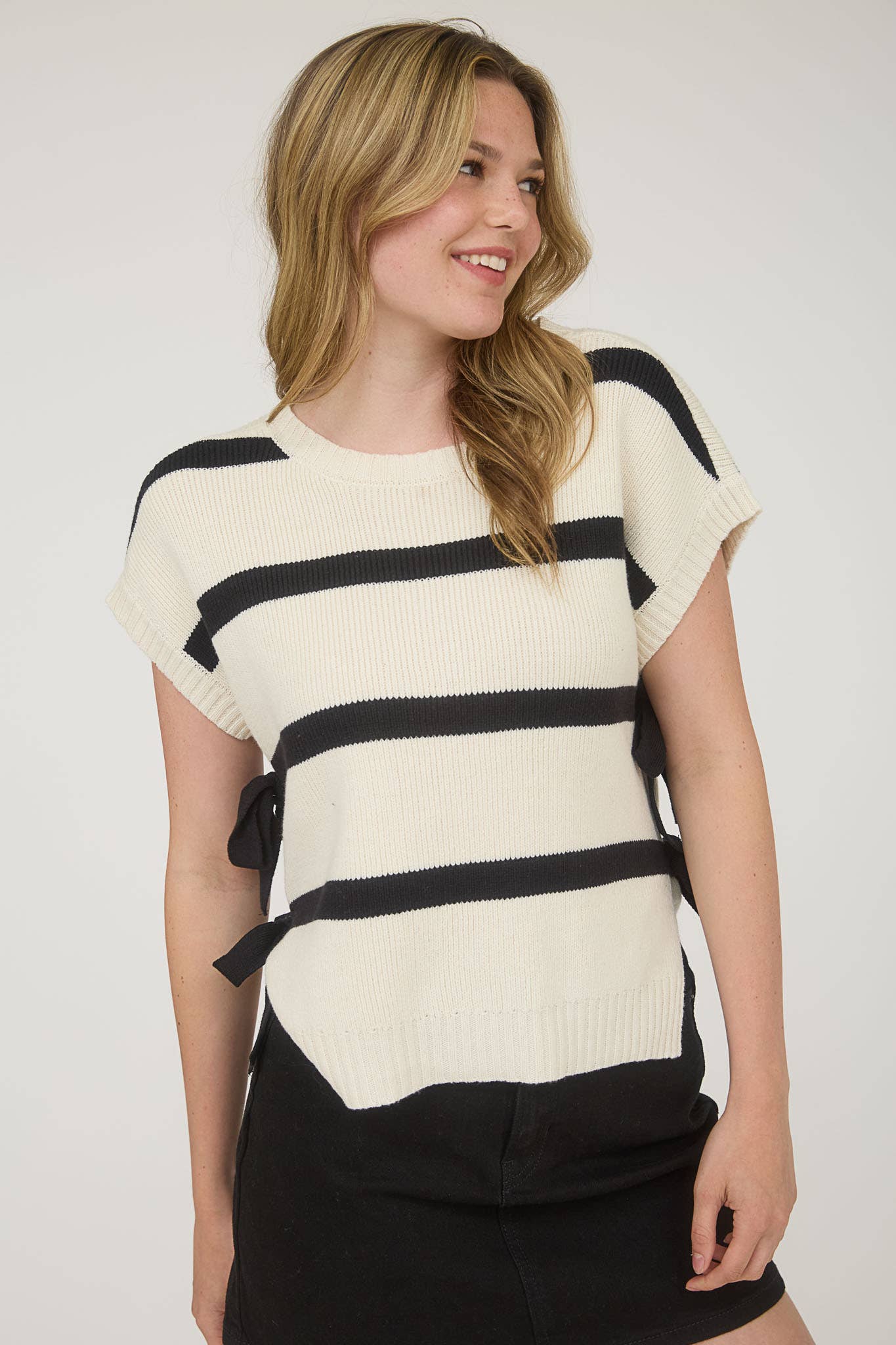 Stripe Side-Tie Sweater Vest
