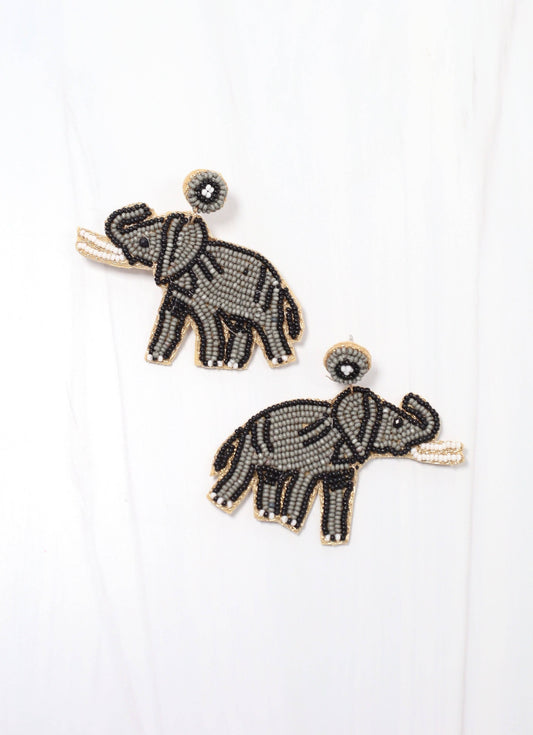 Bryant Beaded Elephant Earring GRAY