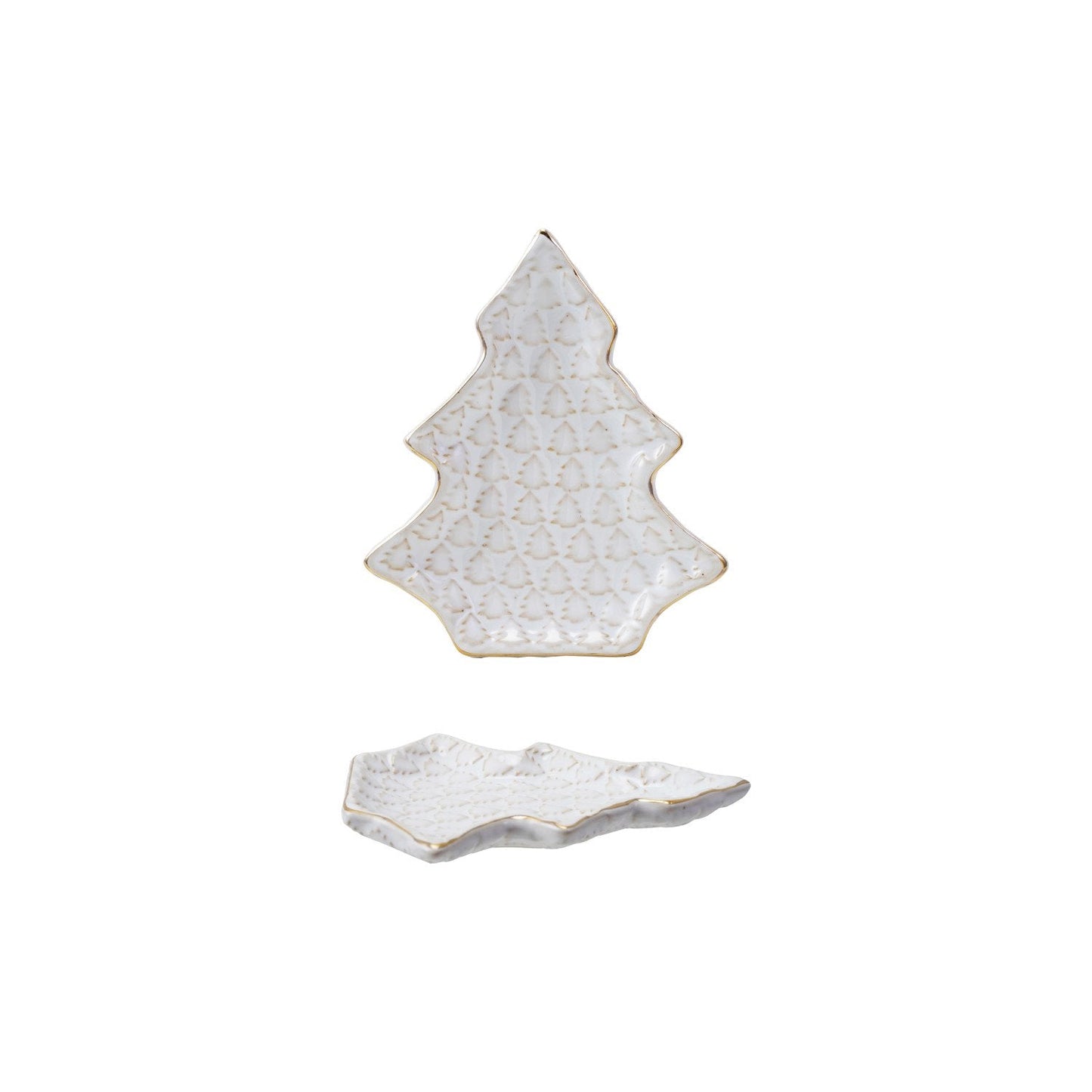 Stoneware Tree Shaped Plate with Trees (Each Will Vary)