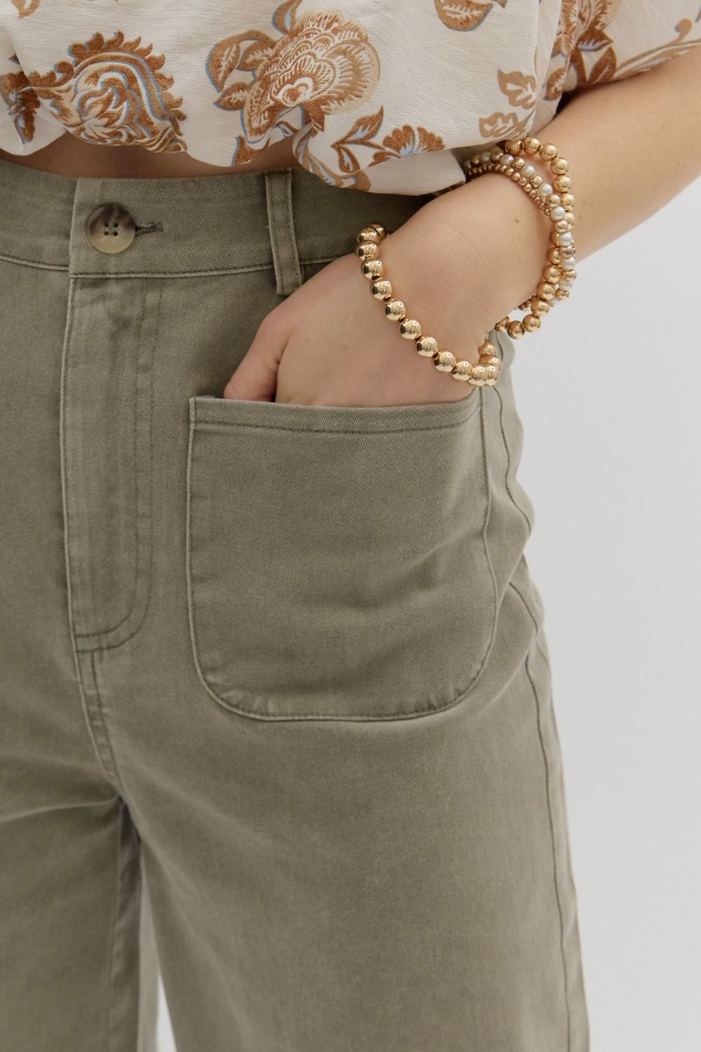 Olive High Rise Wide Leg Pants