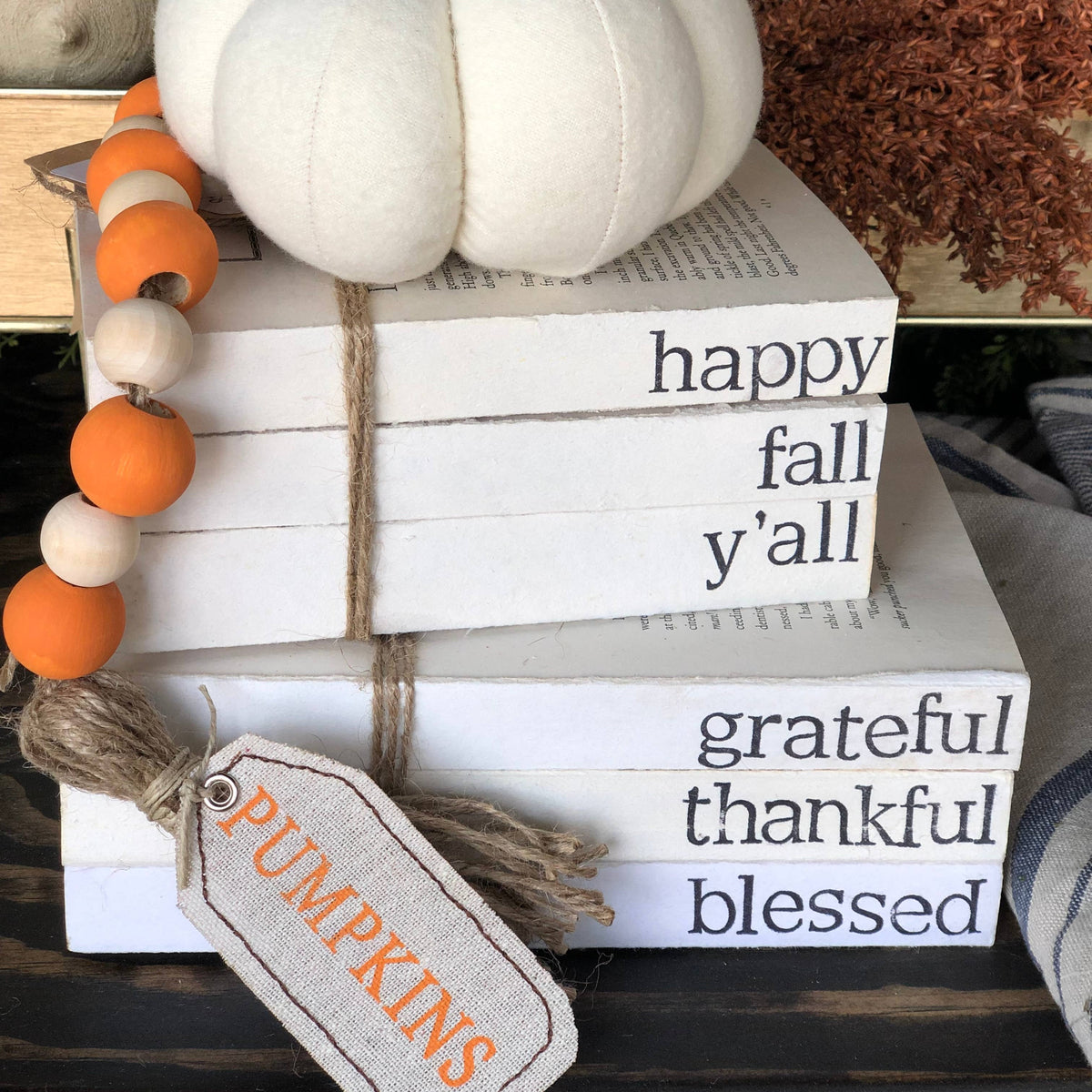 Fall Stamped Stacked Books: Give thanks in everything