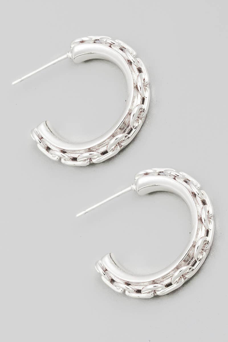 Metallic Chain Hoop Earrings: G
