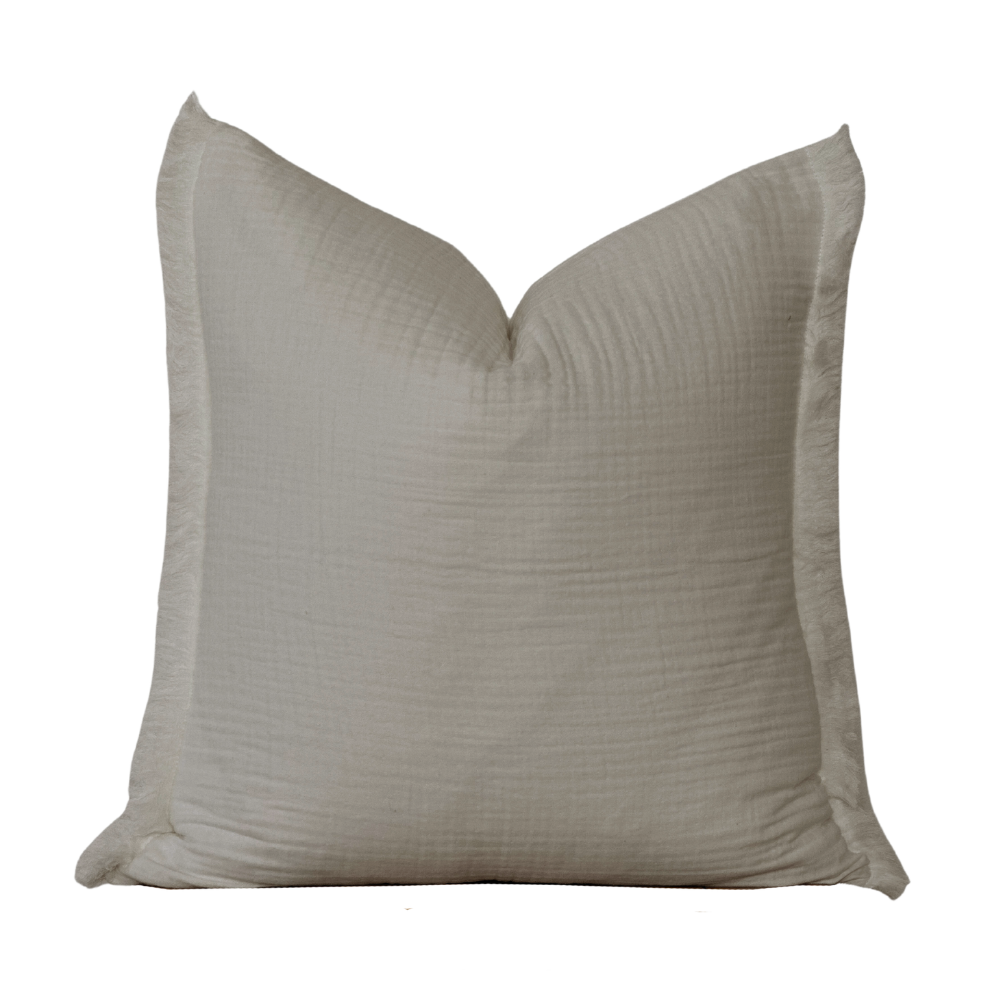 Gauze Fringe Pillow: Taupe