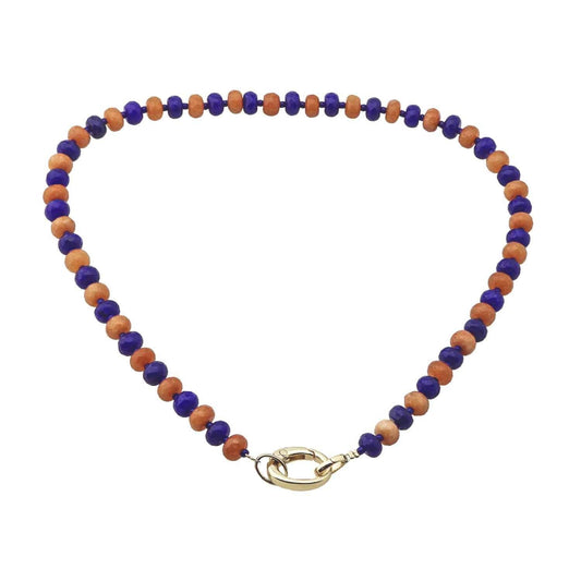 Blue and Orange Crystal Beaded with 18" Gameday Necklace with Gold Clasp for adding Charms